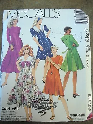 McCALLS 5743 SEW PATTERN NEW UNCUT MISSES FITTED DRESS Sz 8 10 12 OOP 1992 • $6.89