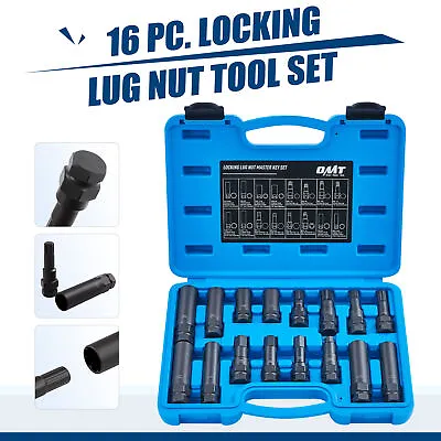 16pcs Universal Security Locking Lug Nut Master Key Set Wheel Lock Removal Tool • $39.99