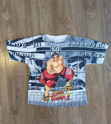 Vintage Street Fighter 2 E Honda All Over Print Tee Shirt Small 1991 Megadrive  • £59.99