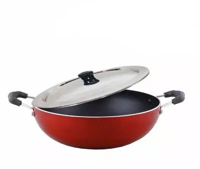 VINOD 24cm KADAI WITH LID KARAHI WITH LID INDUCTION BOTTOM NEW Aluminium • £22.90