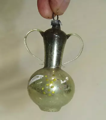 German Teapot Gold Glass Christmas Ornament Antique Vintage Decoration 1930's • $15