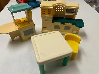 Little Tikes  Vintage Dollhouse  Size Party Kitchen Table Chair Set  • $18.75