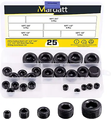 NPT Plug Set Pipe Plug Assortment Kit 1/8  1/4  3/8  1/2  3/4  Carbon Steel Mal • $15.66