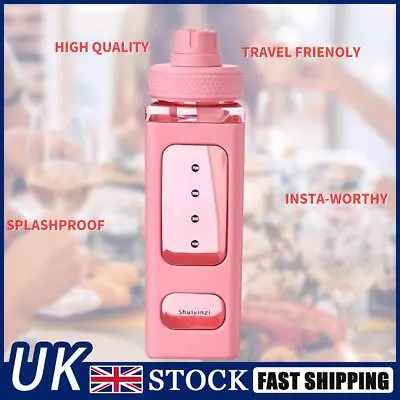 Water Bottle 23.6 Oz Large Capacity Bottle Straw & Lovely Sticker (Pink) • £8.16