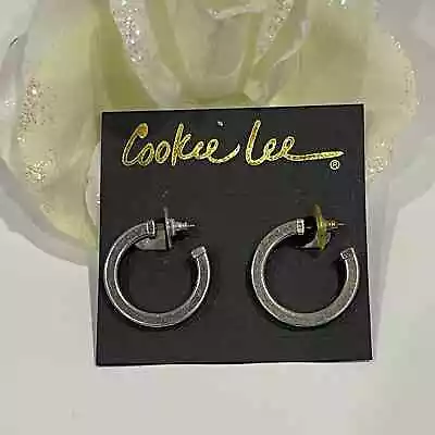 Vintage Cookie Lee Silver Hoops Earrings • $17