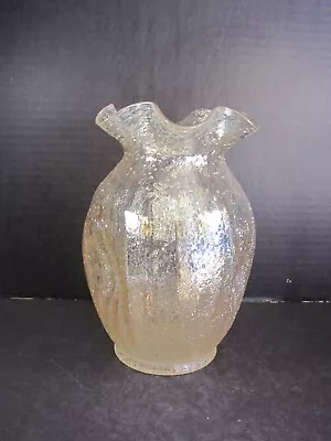 Antique Dugan Glass Venetian Big 8  Ruffled Top 3 Pinched Sides Frit Finish Vase • $45