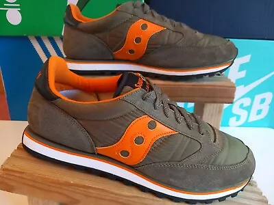 £21 • Buy Saucony Jazz Low Pro Khaki Green / Orange Trainers Size 9.5 UK