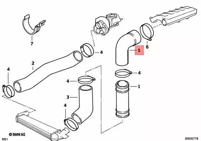 Genuine BMW E36 Sedan Wagon Supercharger Air Duct Hose OEM 11612245743 • $69.59