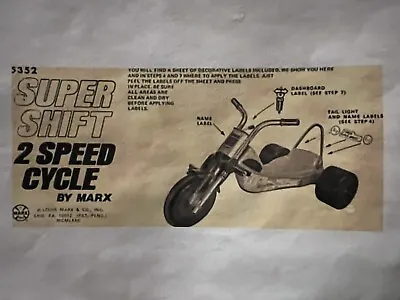 NEW VINTAGE 1970'S MARX Super Shift 2 Speed Chopper Big Wheel NEVER ASSEMBLED • $500