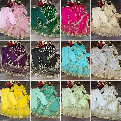£37.99 • Buy Pakistani Georgette Anarkali Salwar Kameez Shalwar Suit Ready Made Dress MA