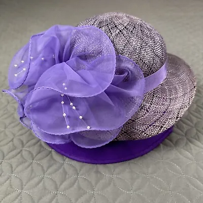 VTG 80’s 90’s Sonni San Francisco Hat Silver Purple Punched Design Derby Church • $35