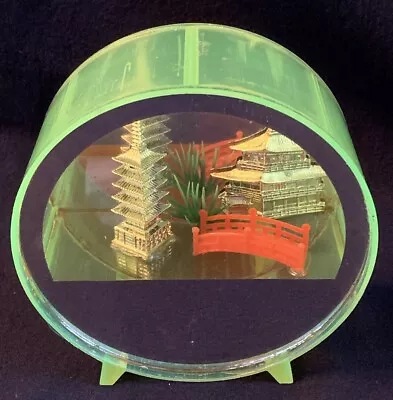 VTG 60s Neon Psychedelic Lucite Oriental Pagoda Diorama Scene UV Light Reactive • $49.99