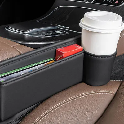$19.11 • Buy Car Seat Gap Filler PU Leather Car Seat Storage Organizers Box With Cup Holder