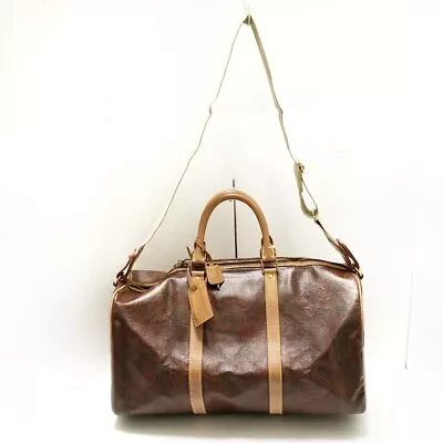 Auth ETRO - Dark Brown Red Multi PVC Leather Boston Bag • $114