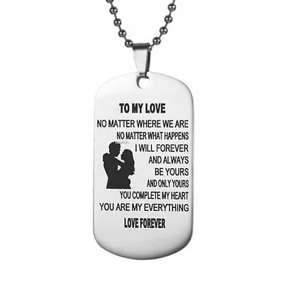 To My Love Forever Dog Tag Style Pendant Necklace Chain Gift Bag UK • £4.49