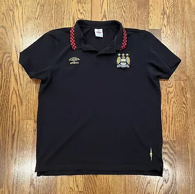 MANCHESTER CITY FC Shirt UMBRO XL Polo MCFC Black Red Checkers Soccer READ • $20