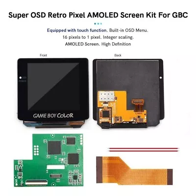 Gameboy Color GBC AMOLED Touch Laminated OSD Menu Retro Pixel OLED Screen Kit • £55