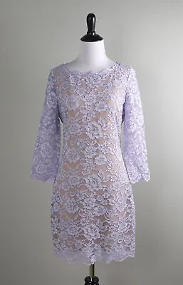 DIANE VON FURSTENBERG $279 Zarita Beige Lined Lace Mini Shift Dress Size 6 • $34.99