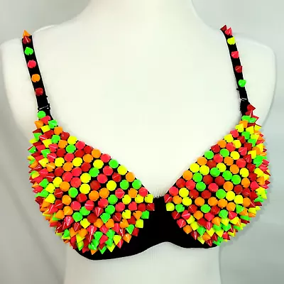 NWT L/XL Costume Dance Burlesque Bra Top Festival Rave GoGo Showgirl EDC UV Neon • $32.40