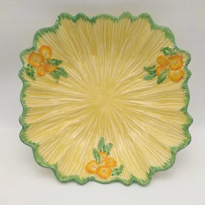 VTG Art Deco Crown Ducal Bowl 10  Green Yellow Flower Floral Decorative • $17.47