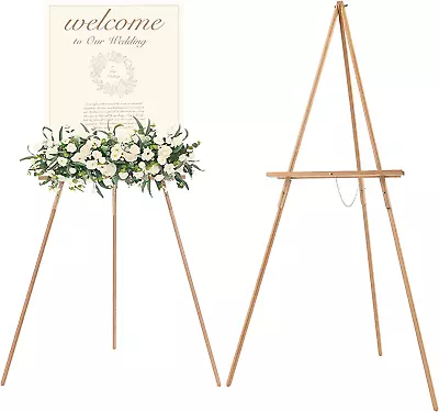 Wood Easel Stand Display: Wooden Tripod Poster Board - Wedding Easel Standing We • $49.71