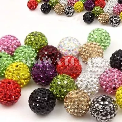 £2.49 • Buy 2 X ROUND SHAMBALLA CRYSTAL PAVE CLAY DISCO BALL BEADS 6mm 8mm 10mm 12mm 14mm B1