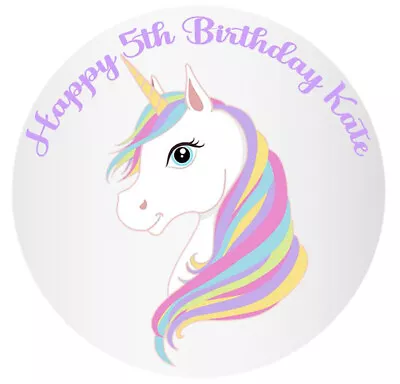$12.95 • Buy Unicorn Personalised Edible Cake Decoration Image Topper Birthday Party Cake