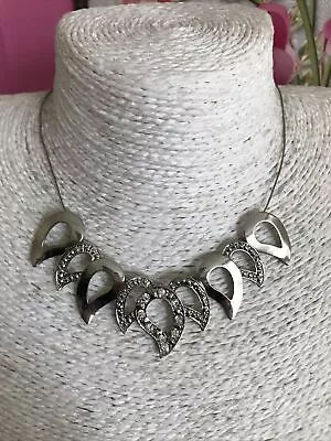 Silver Tone Rhinestone Illusion Collar Necklace  • £2.25