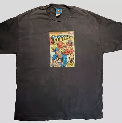 Vintage Superman Comic Short Sleeve Shirt - Size Xl Dark Blue • $12.21