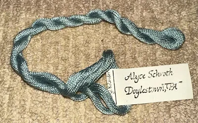 Vintage Alyce Schroth Hand Dyed Spun Silk 20yds Med. Blue Green Embroidery Floss • $9.97