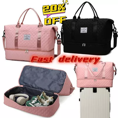 Women Ladies Gym Bag Large Holdall Bag Weekend Travel Sports Duffle Bags Luggage • £9.49