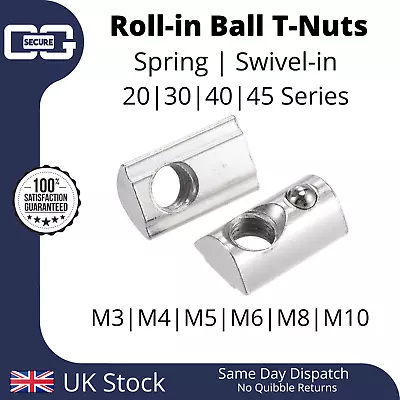 T-nut M3 M4 M5 M6 M8 M10 Spring Roll-in Ball Alloy Profile 20|30|40|45 Series • £1.55