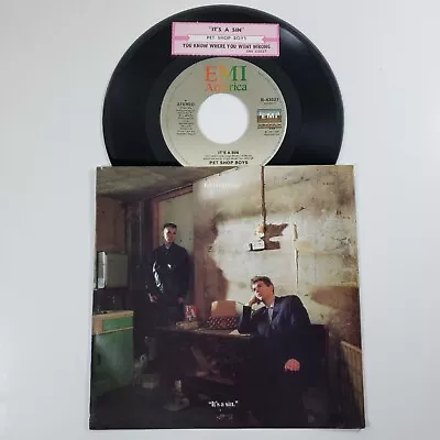 Pet Shop Boys  It's A Sin  45 Tested VG+ Picture Sleeve Jukebox Title Strip  • $11.81