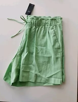 M&S Linen Blend High Waisted Shorts Fresh Mint 22 Regular • £10.99