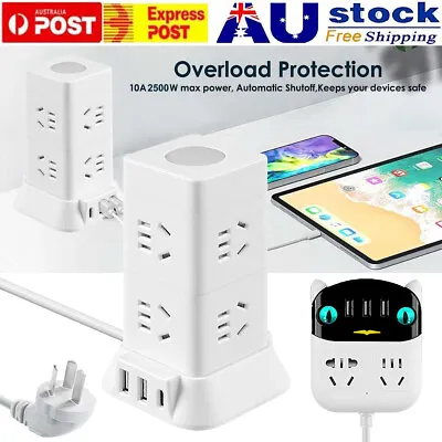 1.8M Type C+2 USB Charging Power Board Outlet Night Light Socket Surge Protector • $16.79