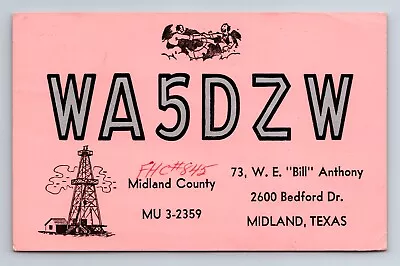 Vintage Ham Radio Amateur QSL QSO Postcard WA5DZW Midland Texas 1964 • $9.95