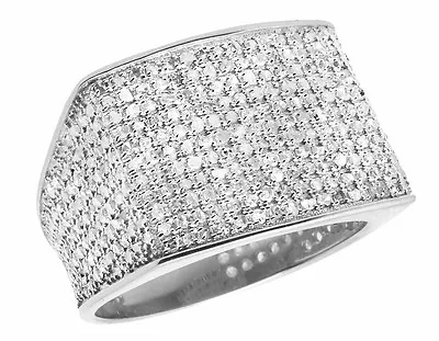 10K White Gold Men's Pave Eternity Genuine Diamond Pinky Ring Band 0.6 Ct 14MM • $809.99