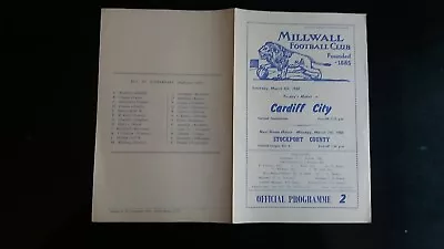 MILLWALL  Reserves V  CARDIFF CITY   Reserves  1959/1960 • £2.99