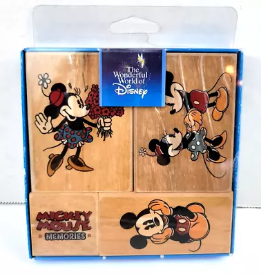 Disney Mickey Minnie Mouse Rubber Stamps Set 4 Pc Love Memories Wood Mounted • $14.99