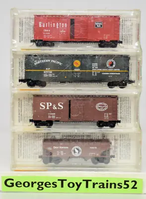 Micro-trains Mtl N Scale Bn Fallen Flags Sp&s Gn Np Cb&q 4-pack 22102 Sealed • $48