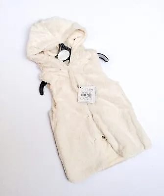 Baby/ Toddler/ Infant Girl Cream Faux-Fur Hooded Gilet Body Warmer (3-23 Months) • £8.99