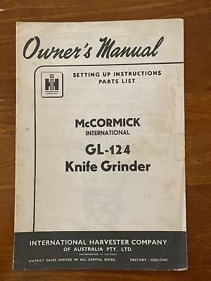 Owner’s Manual McCormick International GL-124 Knife Grinder Instructions Parts • $32