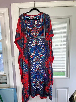 Sale Nwt New Sante  Mumu 2x 3x  Kaftan Caftan Dress Red Blue White Gold Sparkles • $14.99