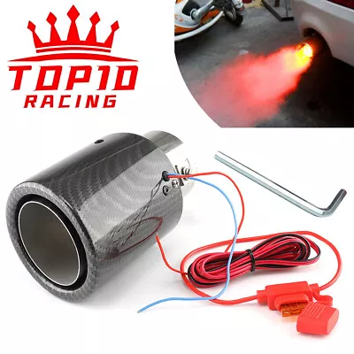 ⭐Red / Blue Flame Carbon Fiber LED Exhaust Tip Racing Car Tail Pipe Muffler⭐ • $20.99