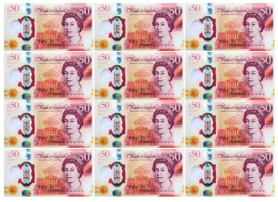 12 X Edible Money 51020 Or 50 GBP Pound Notes - -Cupcake Cake Bun Topper • £2.99