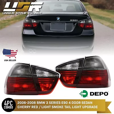 $174.95 • Buy DEPO Euro Cherry Red / Light Smoke Tail Light For 06-08 BMW E90 4 Door Sedan