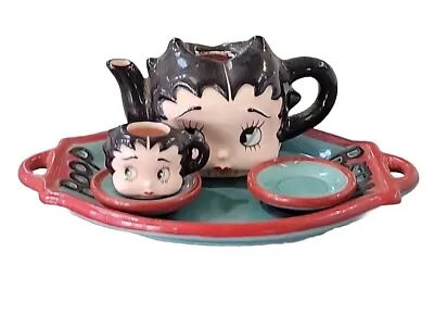Betty Boop 5 Pc Mini Tea Set Vintage Vandor 1995 Teapot Tray 2-Saucers 1- Cup • $30