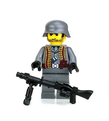 Enemy MG Gunner Axis WW2 Soldier Made W/ Real LEGO® Minfigure • $22.20