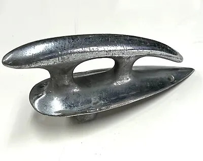 Used 7-3/4  Cast Bronze Chrome Vintage Shepherd Boat~rope Cleat Tie Down • $69.95