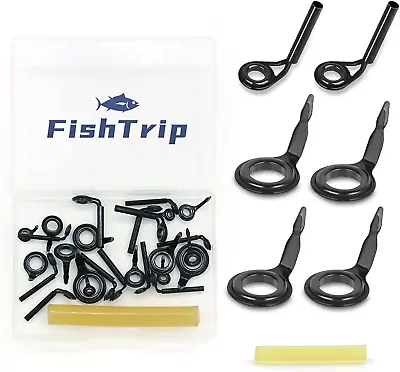 Micro Fishing Rod Guides And Tips26Pcs/130Pcs Baitcasting Rods Black Micro Guid • $18.01